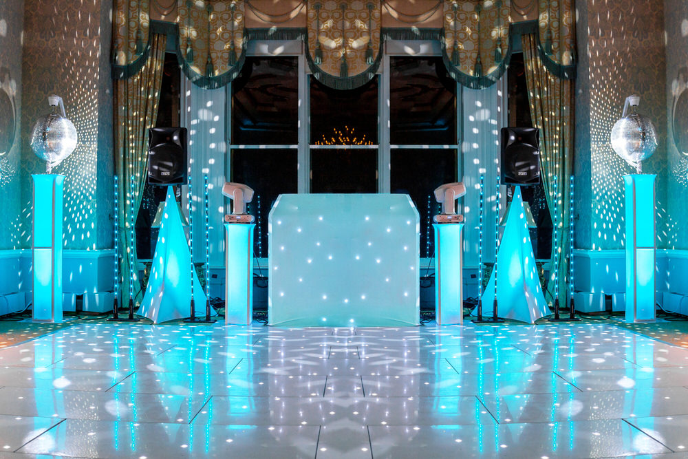 Blue Diamond Entertainment professional wedding DJ setup with LED dance floor at a West Midlands wedding venue