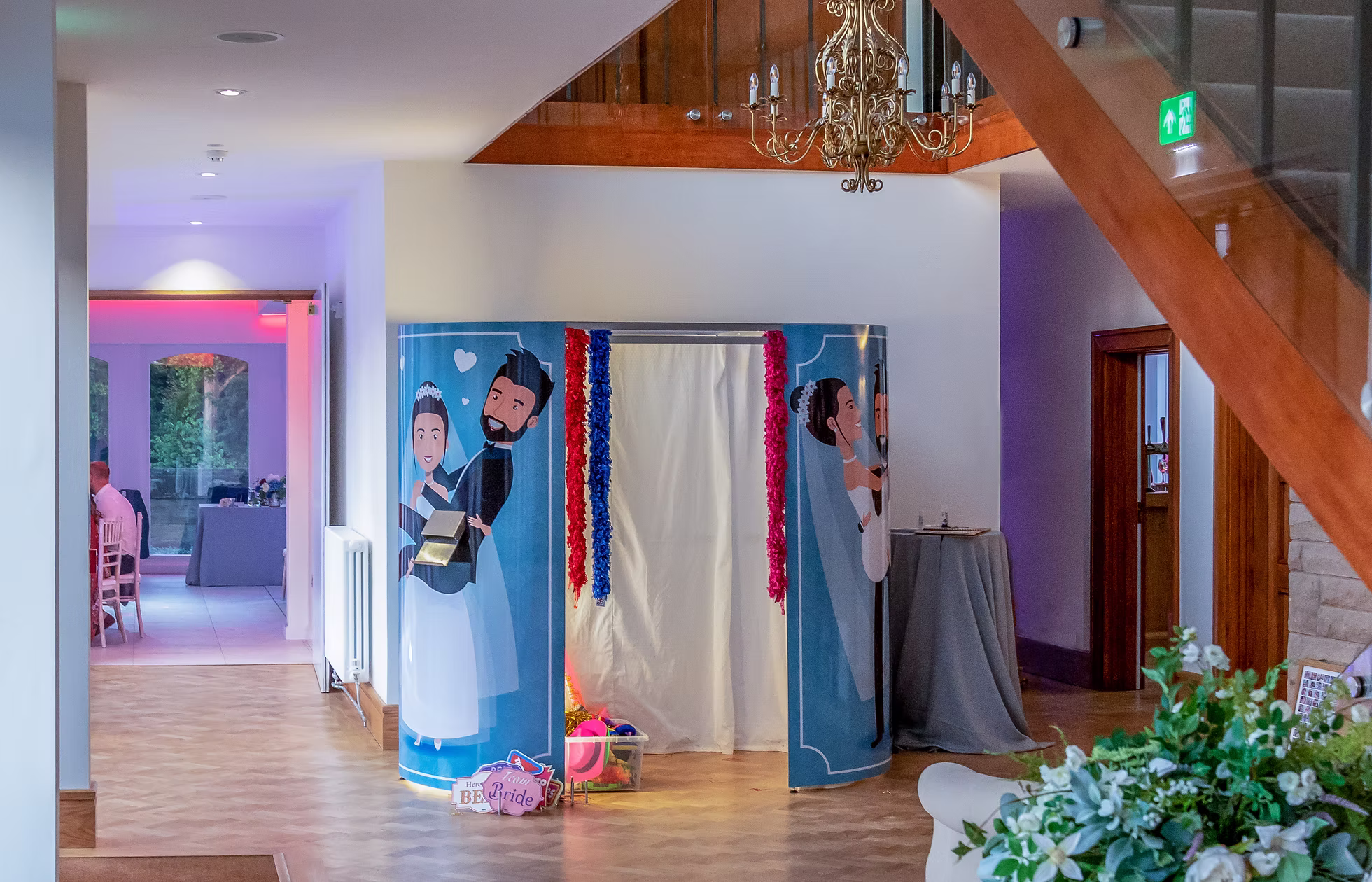 Traditional enclosed wedding photo booth set up at Arley House, Upper Arley, Worcestershire — Blue Diamond Entertainment